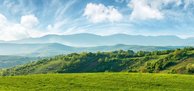 Springtime landscape in mountains